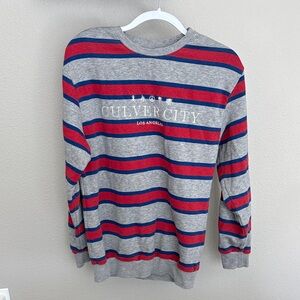 Culver City LA Gray and Red Striped Sweater